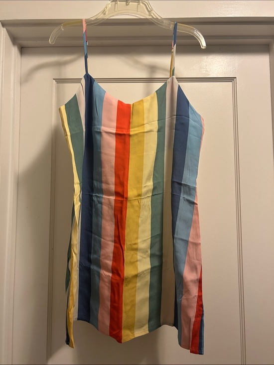 Reformation Dresses & Skirts - Reformation Striped Starburst Rainbow Color Lindsay Dress - Size 8, NWOT